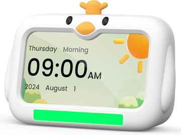 Kids Alarm Clock - OK to Wake Clock for Toddlers,7 Inch Sleep Training Clocks with Red/Green Lights, 8 Natural Sounds & 2 Levels Night Lights for Children.